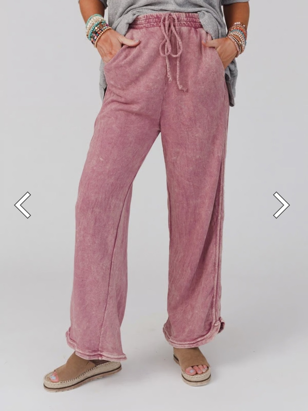 Women's Wide-Leg Drawstring Pants in Dusty Purple